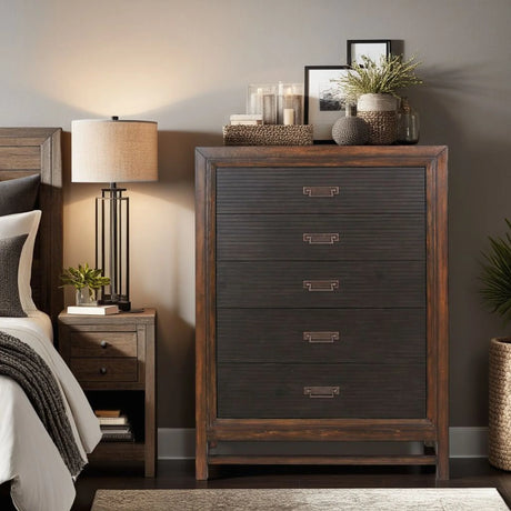 Branson - 5 Drawer Chest, Two Tone - Brown - Furniture Home Direct