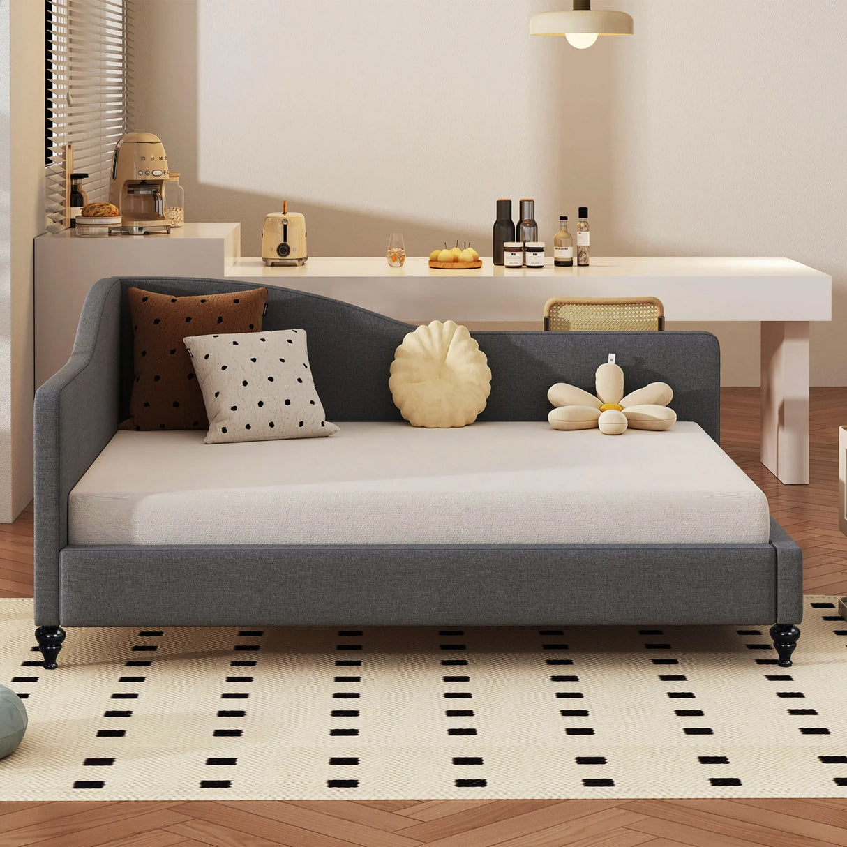 Modern L Shaped Linen Daybed With Legs - Furniture Home Direct