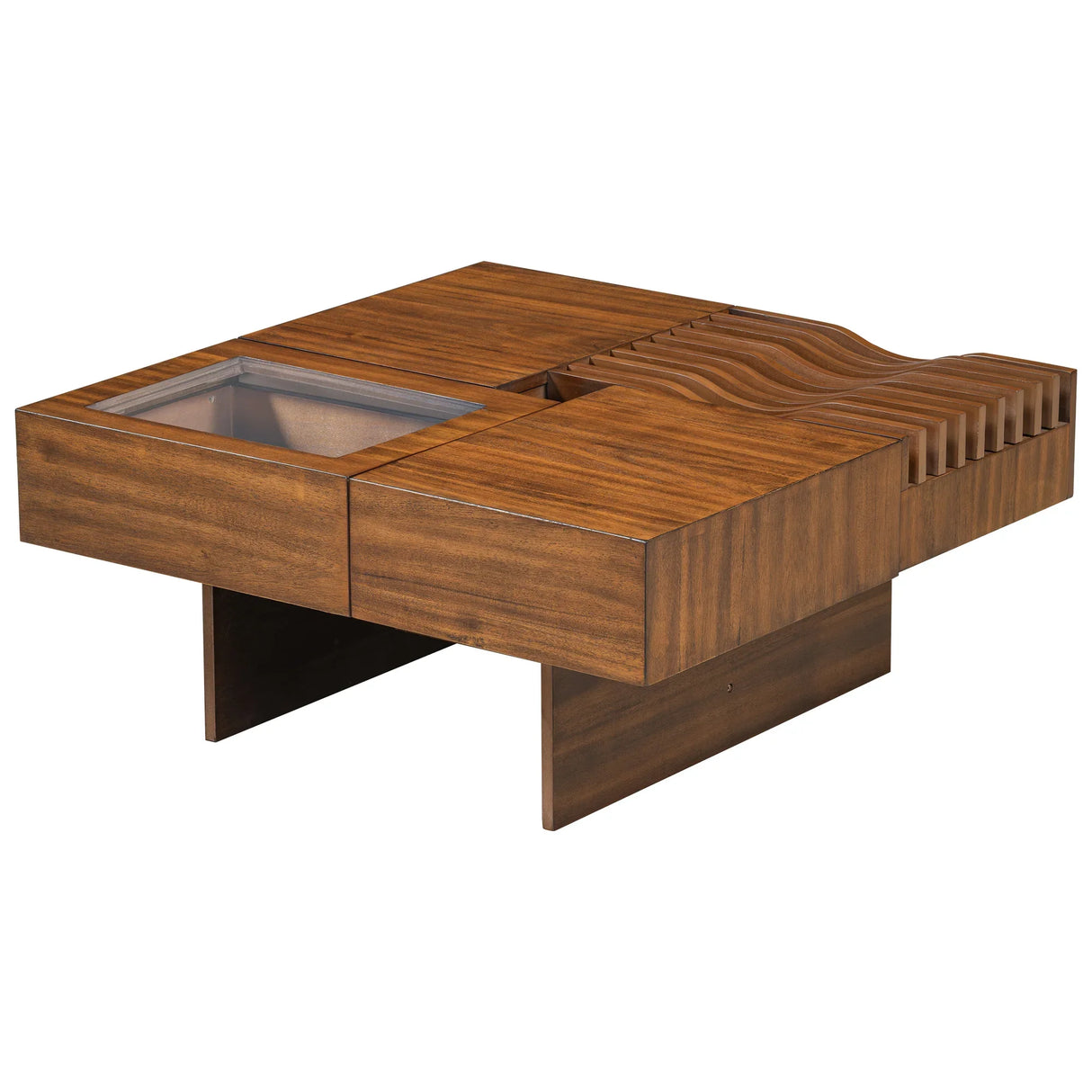 Coffee Table With Storage Drawers And Glass Top Brown - Furniture Home Direct
