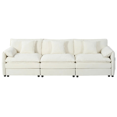 Modern Chenille Oversized Deep Seat Sectional Sofa With Pillows - Furniture Home Direct