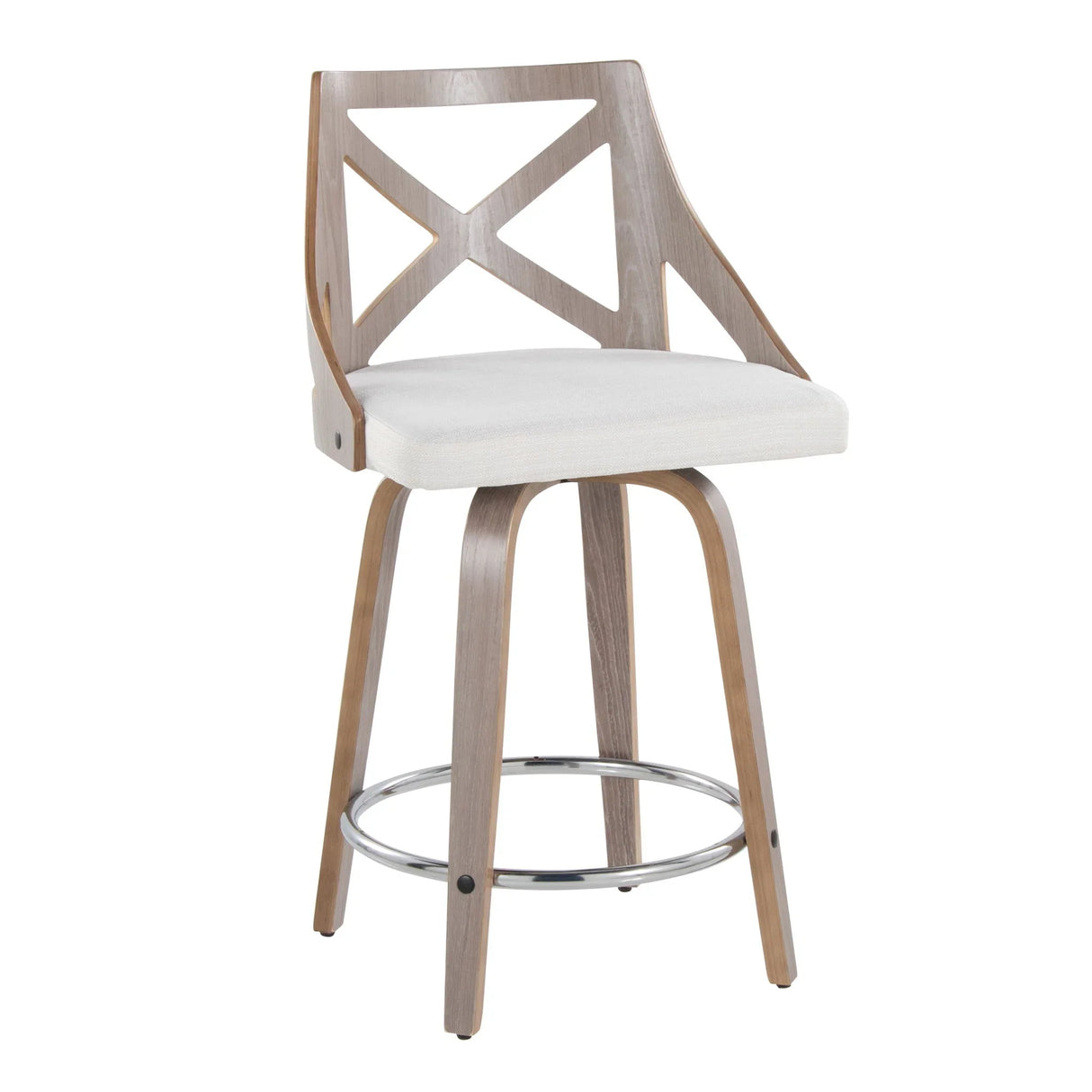 Charlotte - Farmhouse Fixed Height Counter Stool & Swivel With Round Footrest (Set of 2) - Furniture Home Direct