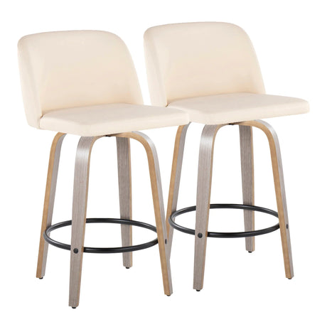 Toriano - Contemporary Fixed Height Counter Stool With Swivel & Round Footrest (Set of 2) - Furniture Home Direct