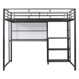 Metal Loft Bed With Desk, 3 Shelves And Ladder - Furniture Home Direct