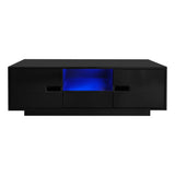 Modern High Glossy Rectangle Coffee Table With 16 Color LED Lights For Living Room - Furniture Home Direct