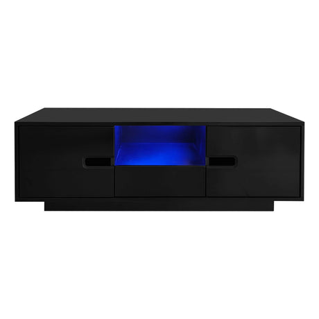 Modern High Glossy Rectangle Coffee Table With 16 Color LED Lights For Living Room - Furniture Home Direct