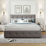 Upholstered Platform Bed With Classic Headboard And Drawers, No Box Spring Needed - Furniture Home Direct