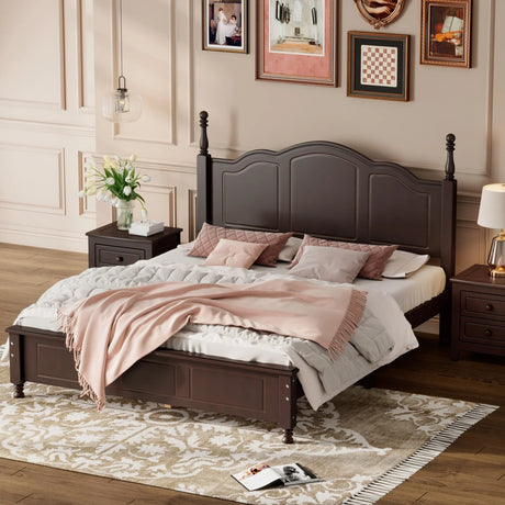 Platform Bed Queen Size With Slat Support Dark Walnut - Furniture Home Direct