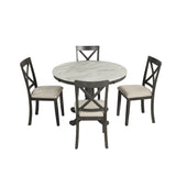 Dining Set Marble Table With Upholstered Chairs Gray - Furniture Home Direct