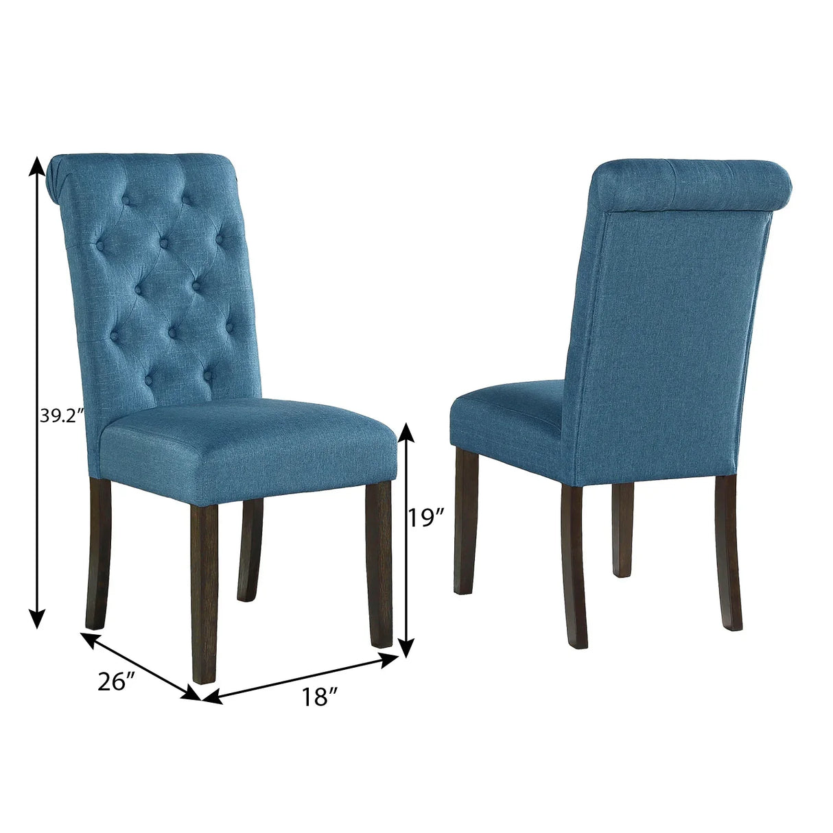 Dining Set Wood Table With Tufted Chairs Seating Six Blue - Furniture Home Direct