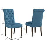 Dining Set Wood Table With Tufted Chairs Seating Six Blue - Furniture Home Direct