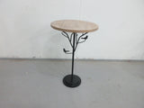 Round Side Table Metal Base With Wooden Top Natural - Furniture Home Direct