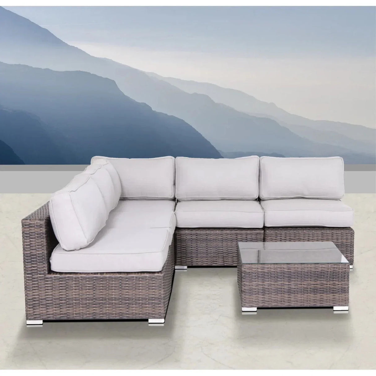 Seating Set With Cushions Handcrafted Wicker Design - Furniture Home Direct