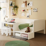 Daybed With Storage Shelves And Lockers, Multi Functional Bed With Study Desk And Matching Stool - Furniture Home Direct