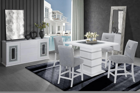 Dining Set Contemporary Rubber Wood Table Chairs White - Furniture Home Direct
