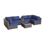 Elegant 4 Person Wicker Patio Seating Set With Cushions And Glass Top Table - Furniture Home Direct