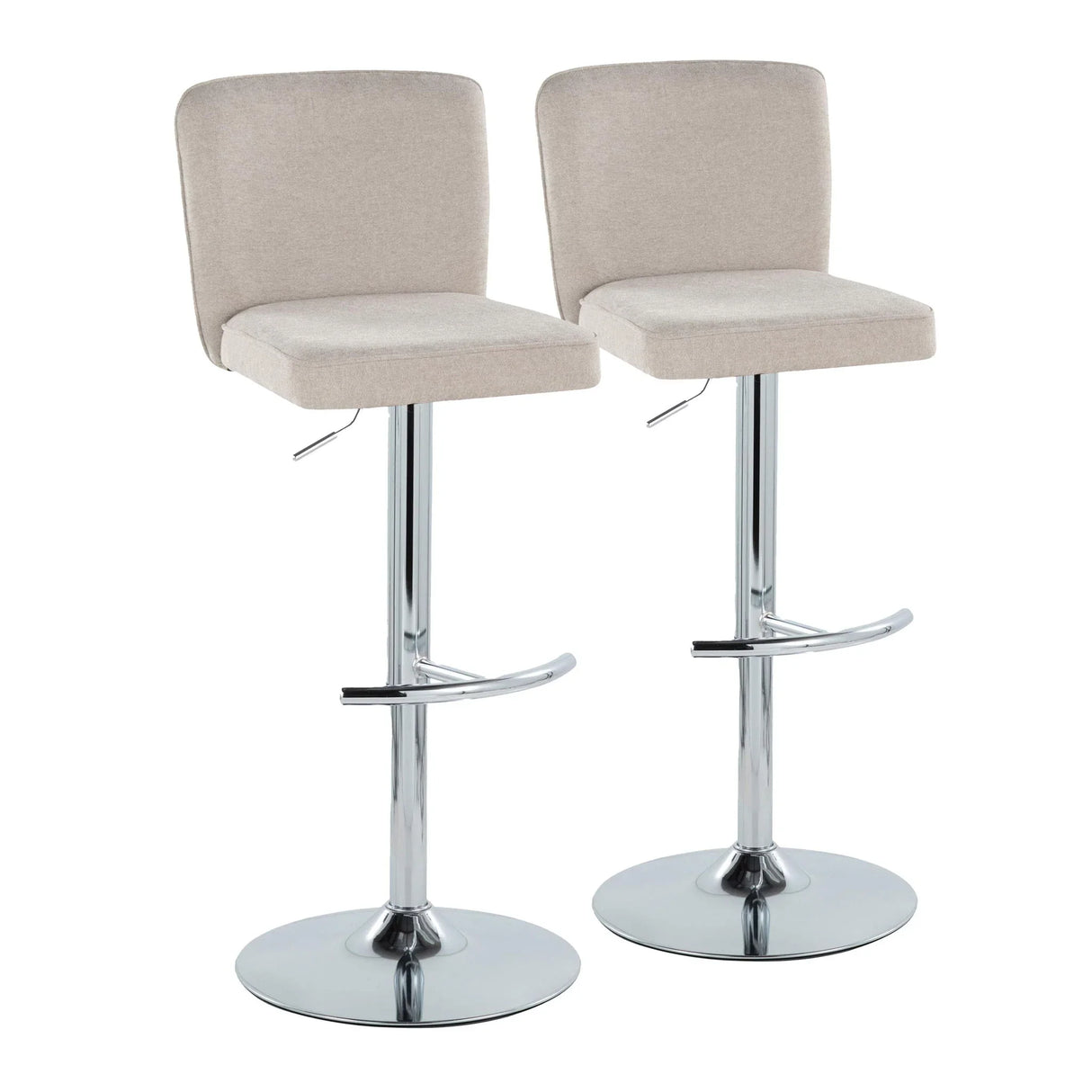 Henry - Contemporary Adjustable Barstool With Swivel & Rounded T Footrest (Set of 2) - Furniture Home Direct
