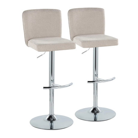 Henry - Contemporary Adjustable Barstool With Swivel & Rounded T Footrest (Set of 2) - Furniture Home Direct