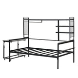 Daybed With Movable Desk, Grid, Shelves And Clothes Hanger - Furniture Home Direct