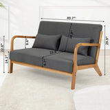 Leisure Chair With Solid Wood Armrest And Feet, Mid-Century Modern Accent Sofa, 2 Seat - Furniture Home Direct