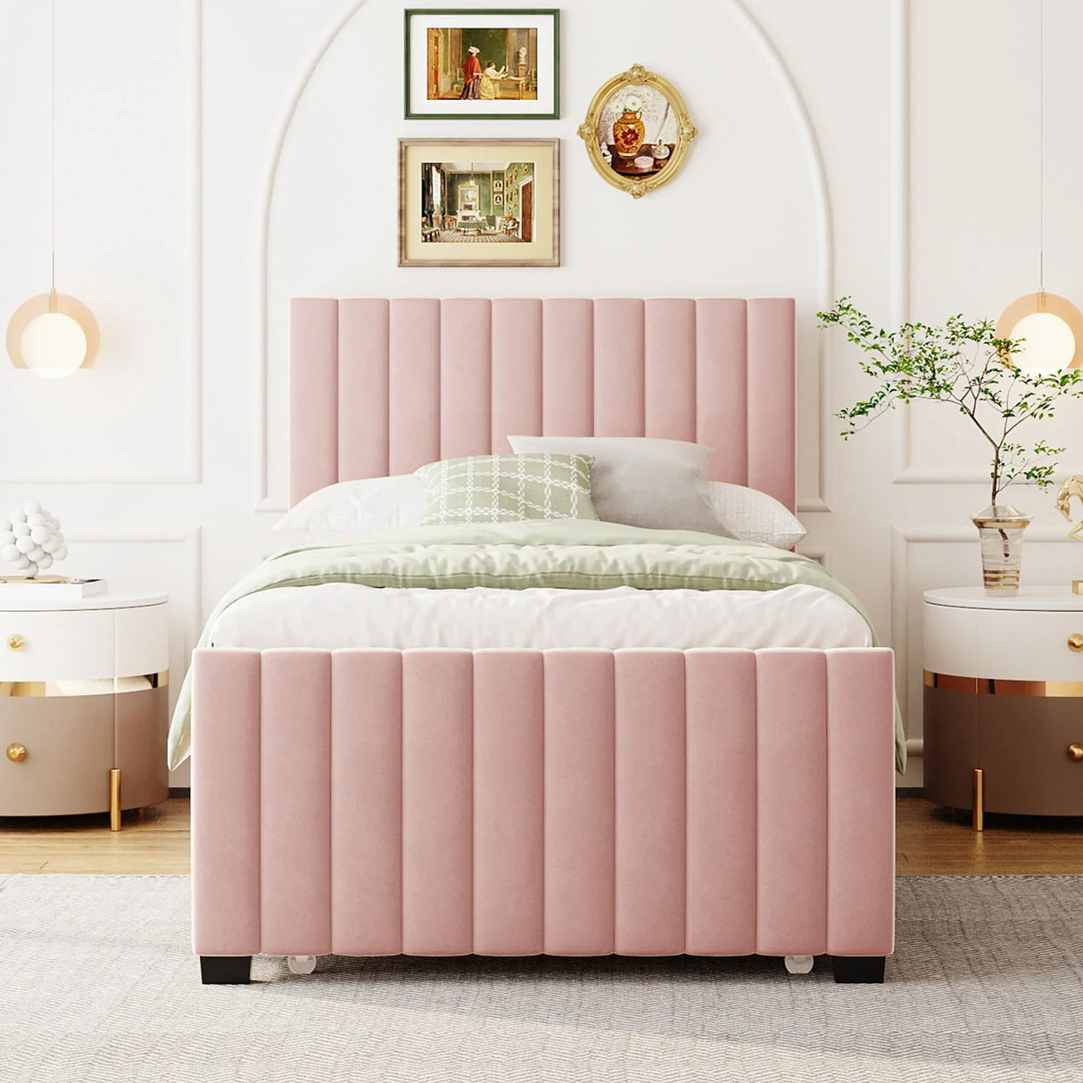 Upholstered Design Platform Bed With Trundle - Furniture Home Direct