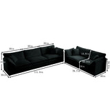 Chenille 2 Piece Living Room Set - Black - Furniture Home Direct