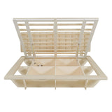 Queen Bed With Upholstered Storage And LED Lighting Beige - Furniture Home Direct