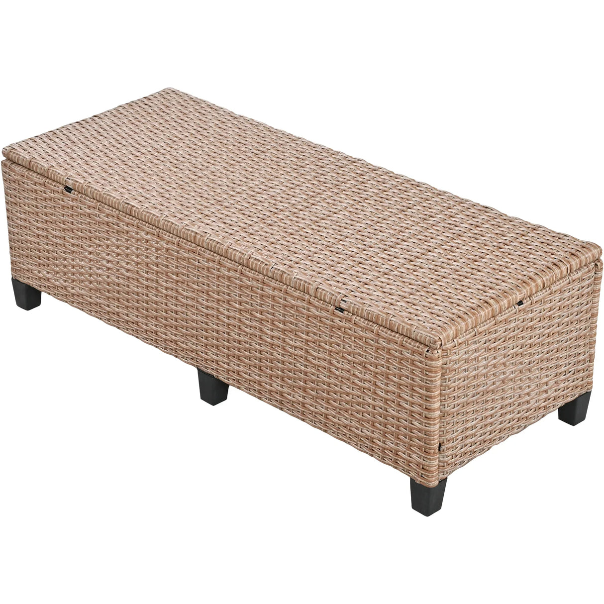 Outdoor Sectional with 2 Extendable Side Tables and Washable Covers - Brown - Furniture Home Direct