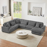 Oversized Sectional Sofa U - Shaped Sofa Couch Modern Sofa Upholstered In Soft Corduroy With A Chaise Lounge For Living Room - Furniture Home Direct