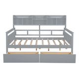 Daybed, Slat Support, With Bedside Shelves And 2 Drawers - Furniture Home Direct