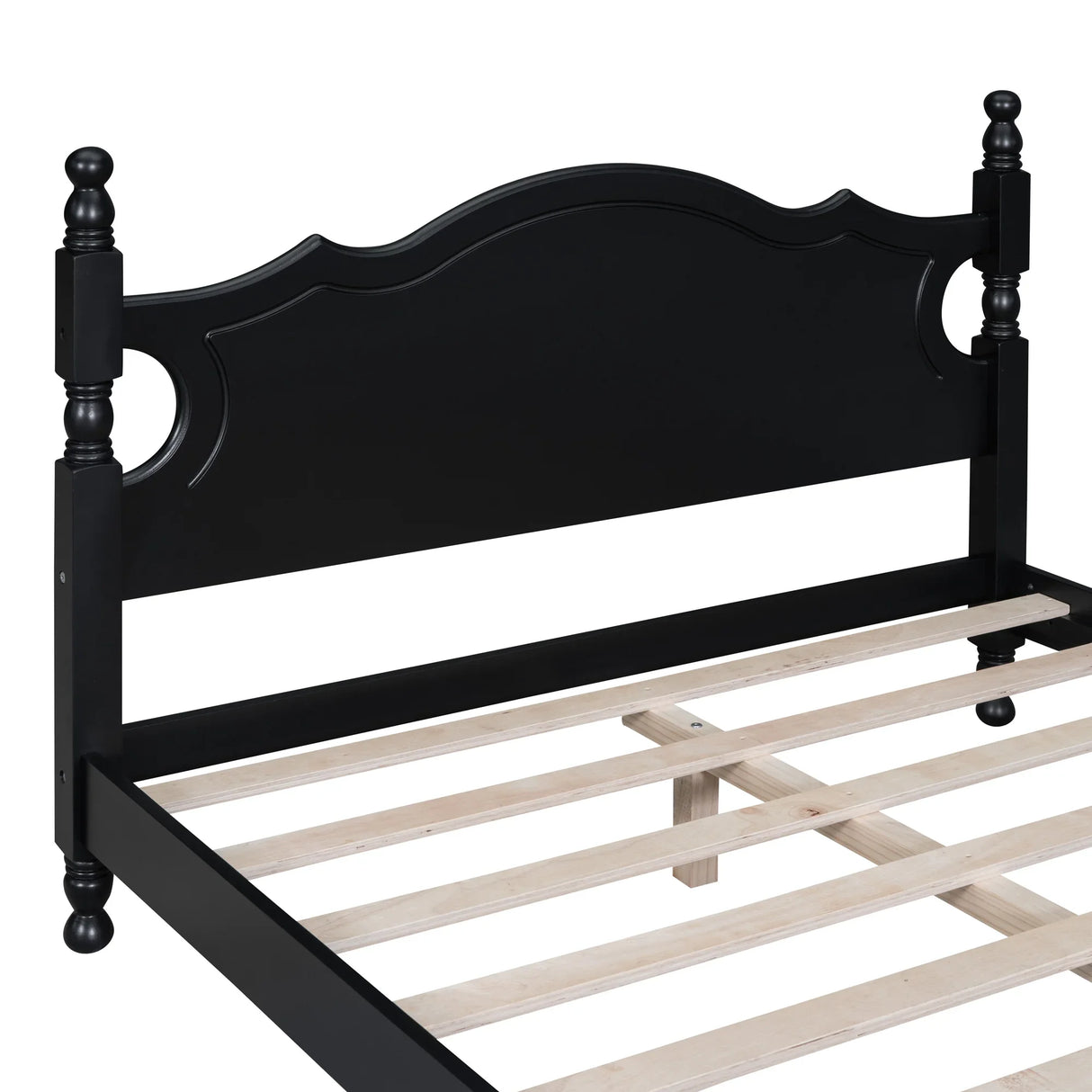 Platform Bed Full Size Wood Frame With Slat Support Black - Furniture Home Direct