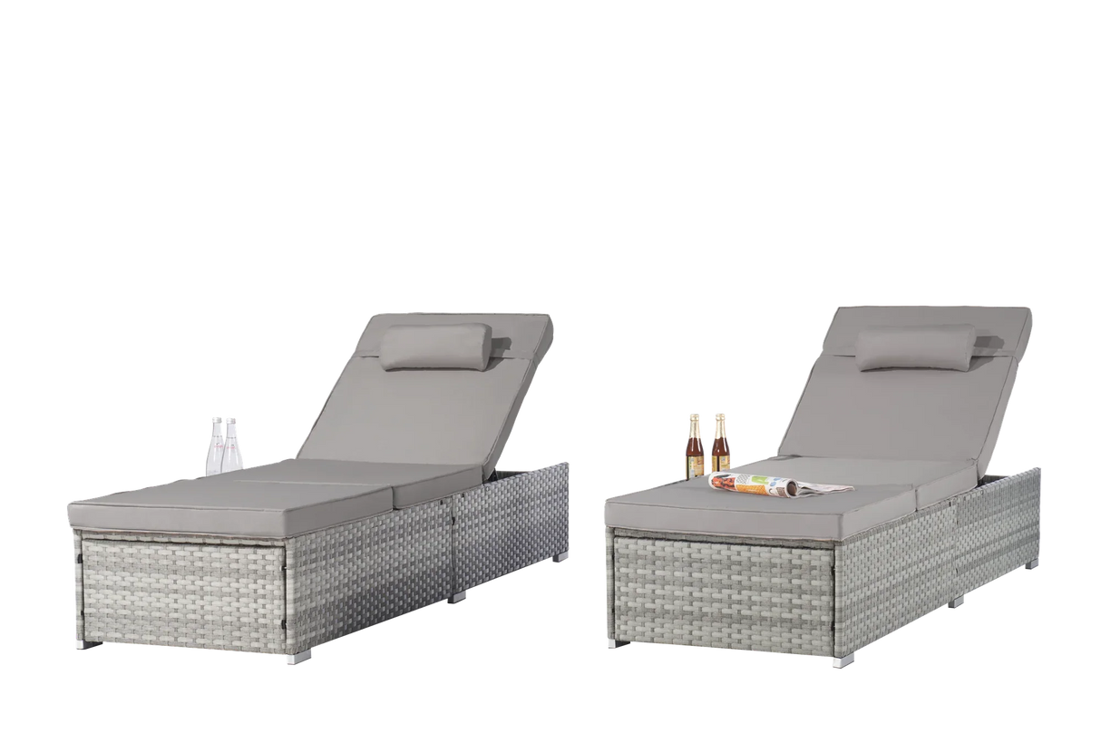 Outdoor Chaise Lounge Set With Cushions Patio Light Gray - Furniture Home Direct