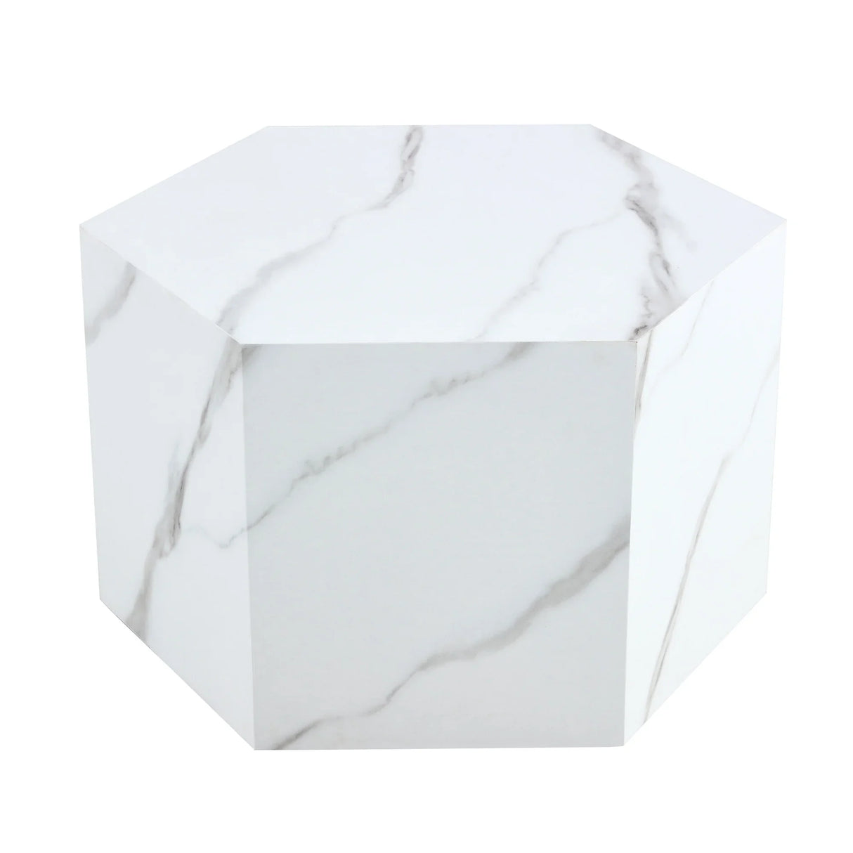 Coffee Table Marble-Effect Cube Geometric Design White - Furniture Home Direct