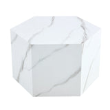 Coffee Table Marble-Effect Cube Geometric Design White - Furniture Home Direct
