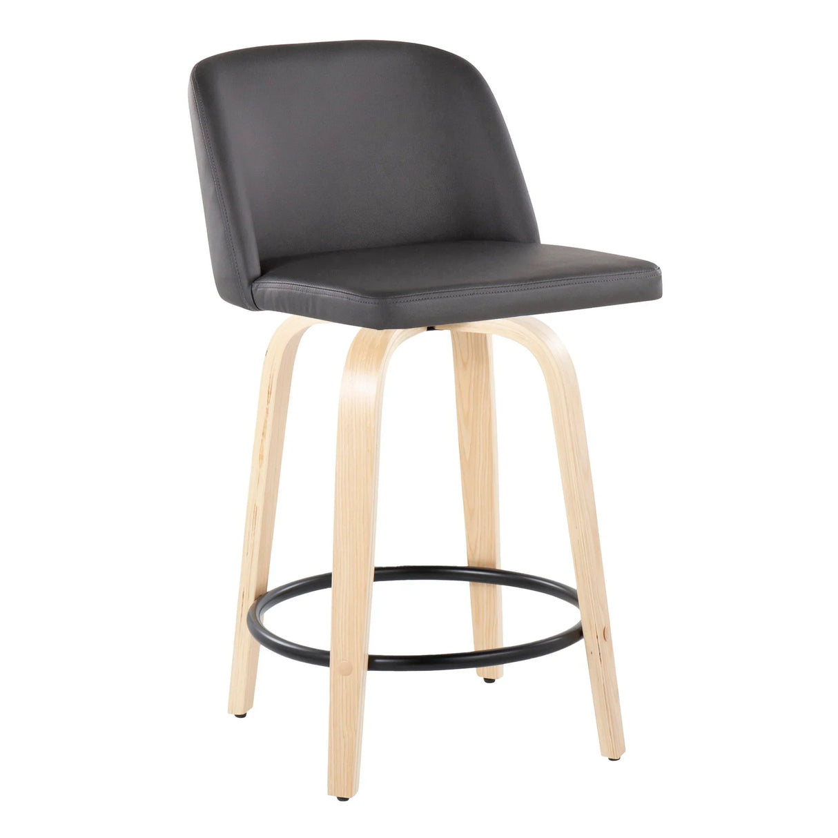 Toriano - Contemporary, Fixed Height Counter Stool With Swivel And Round Footrest (Set of 2) - Furniture Home Direct