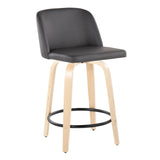 Toriano - Contemporary, Fixed Height Counter Stool With Swivel And Round Footrest (Set of 2) - Furniture Home Direct