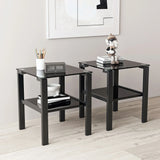 Glass Two Layer Tea Table, Small Round Table, Bedroom Corner Table, Living Room Side Table - Furniture Home Direct