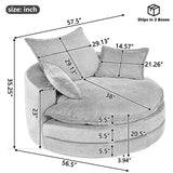 360° Swivel Accent Barrel Chair With Dual Layer Cushion And 3 Removable Pillows - Furniture Home Direct