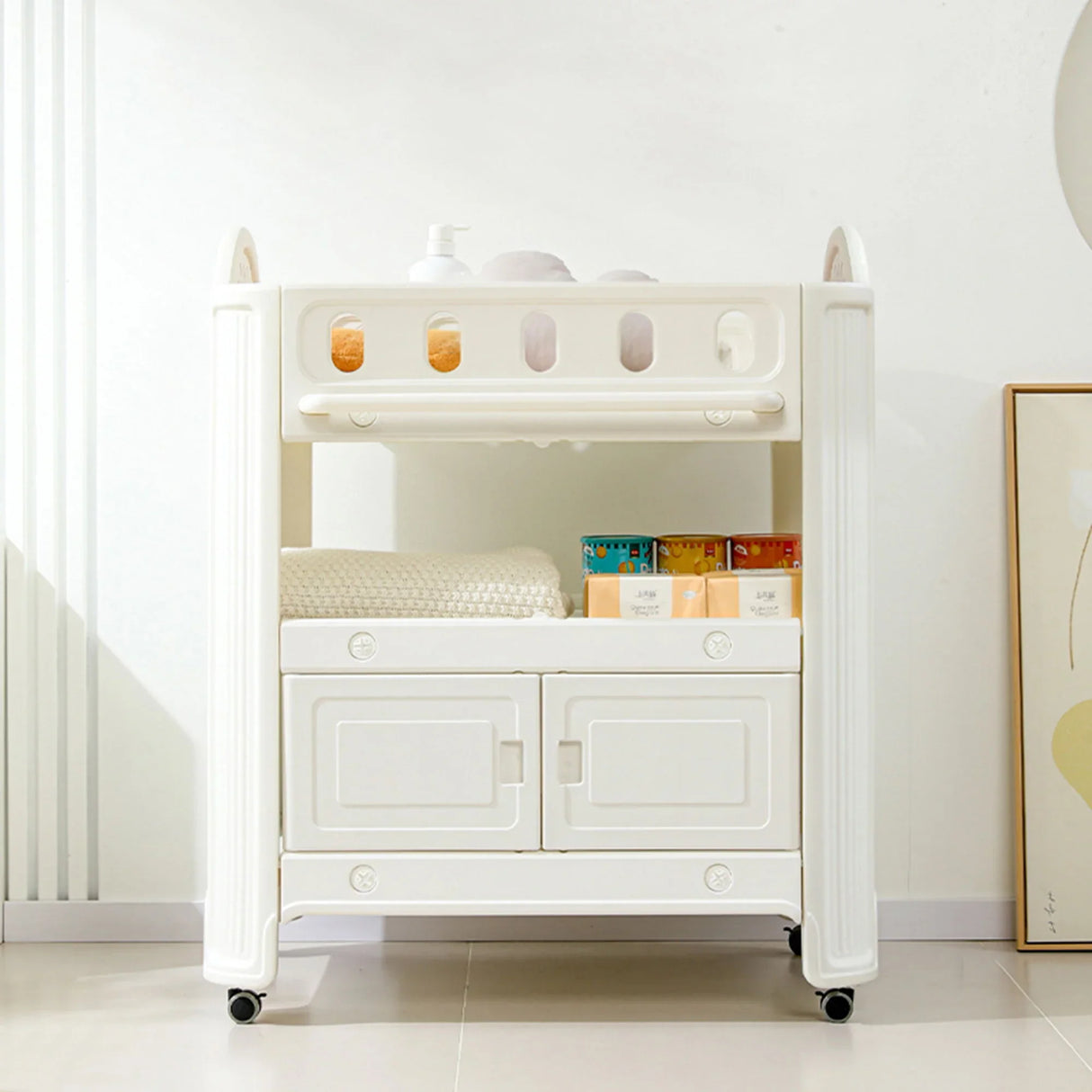 Eco Friendly Hdpe Baby Diaper Changing Table With Removable Safety Belt And Easy Clean Surface - White - Furniture Home Direct