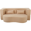2 In 1 Convertible Full Size Folding Loveseat Couch With Soft Teddy Fabric - Furniture Home Direct