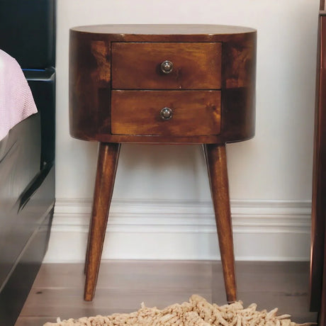 Mini Rounded Nightstand - Chestnut - Furniture Home Direct