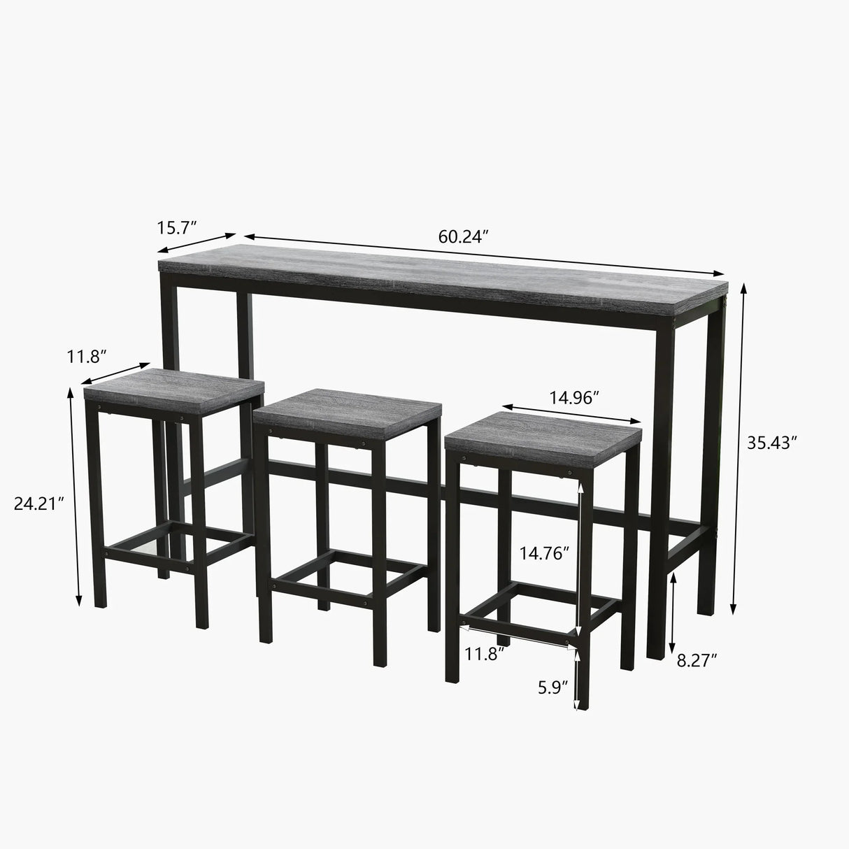 Modern Design Long Dining Table Set With 3 Stools - Furniture Home Direct