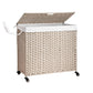 Laundry Hamper With Lid PE Rattan Powder Coating Frame Clothes Hampers With 2 Removable Bags - Furniture Home Direct