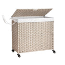 Laundry Hamper With Lid PE Rattan Powder Coating Frame Clothes Hampers With 2 Removable Bags - Furniture Home Direct