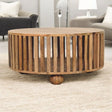 Slatted Round Coffee Table - Beige - Furniture Home Direct