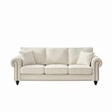 3 Seater Sofa With Tufted Upholstery, Rolled Arms, Nailhead Trim - Furniture Home Direct