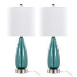 Bottega - Contemporary Table Lamp (Set of 2) - Sapphire Blue / Nickel / White - Furniture Home Direct