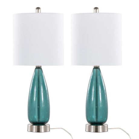 Bottega - Contemporary Table Lamp (Set of 2) - Sapphire Blue / Nickel / White - Furniture Home Direct
