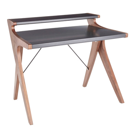 Archer - Contemporary Desk - Walnut / Gray - Furniture Home Direct