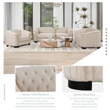 Modern 3-Piece Velvet Upholstered Living Room Set Including Sofa, Love Seat and Chair, Beige - Furniture Home Direct