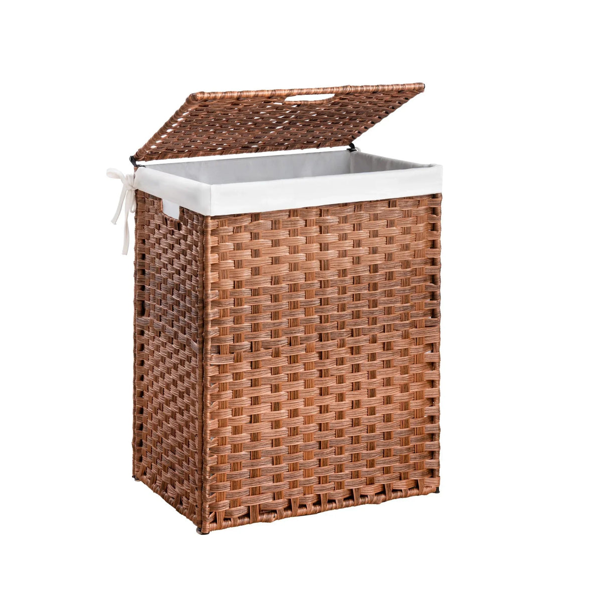 Laundry Hamper With Lid PE Rattan Powder Coating Frame Clothes Hampers With 2 Removable Bags - Furniture Home Direct